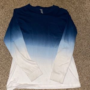 fading blue into white long sleeve